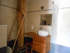 salle de bains privative avec douche, vasque et wc
